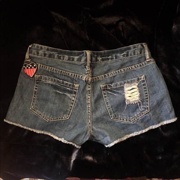 Forever 21 Stars & Stripes Flag Patches Shorts 28 - Picture 2 of 5